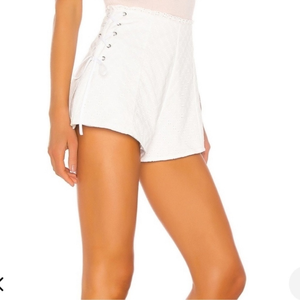 Lovers + Friends Rocco Lace Up Mini Shorts White Sz S Coastal Boho NWT